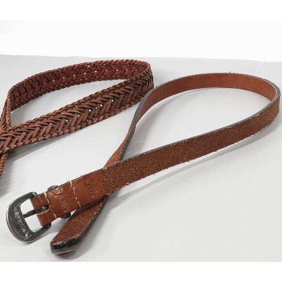2 Leather Belt Talbot Chicos Womens Size Small Brown Plaited Skinny Bundle - Picture 6 of 15